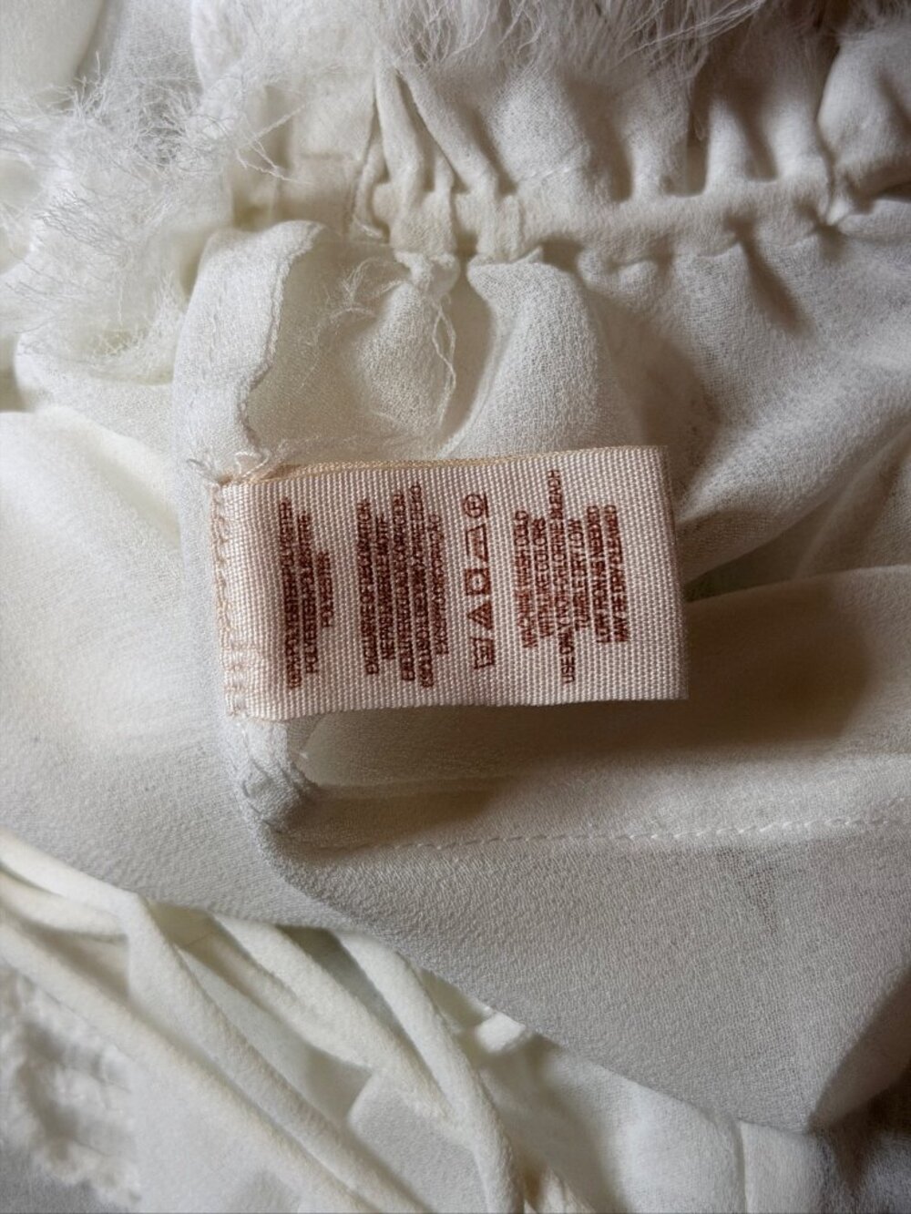 Free People Tank Top Large Women’s White Frayed Mesh V Neck Textured Waist Tie - Picture 7 of 7